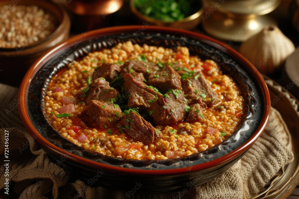 A Harissa, a traditional wheat porridge with tender meat