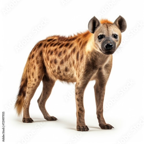 Photo of hyena isolated on white background