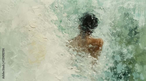 An Impressionist Painting of a Woman in Water Embracing Lightness. Water's Dance 