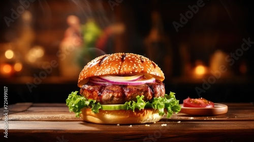 Grill burger realistic 3d burgers falling UHD Wallpaper