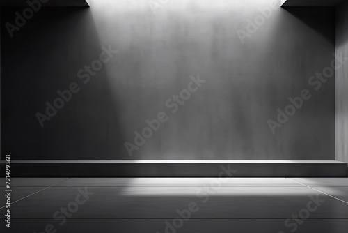 Empty dark room with concrete wall and sunlight. Mock up  3D Rendering