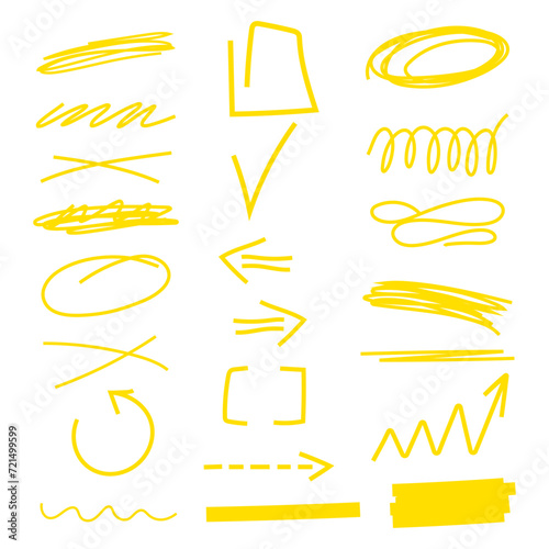Brush highlight yellow vector collection of bruches set vector photo