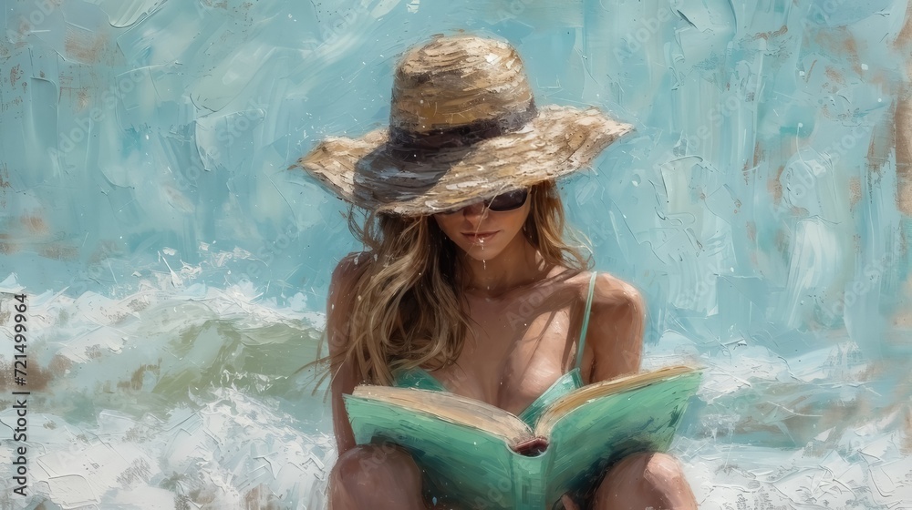 An Impressionist Painting of a Woman Lost in the Lightness of Reading. Whispered Words
