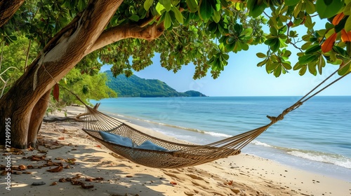 hammock on the beach in Thailand, summer holidays, relax concept