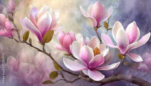 Pastelowe pi  kne magnolie  wiosenne t  o kwiatowe
