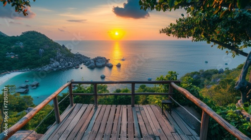 Sunset viewpoint on Koh Tao island in Thailand photo