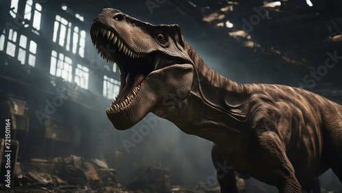 tyrannosaurus rex dinosaur   The close up of the dinosaur was an exploited creature that existed in the dystopian world,   © Jared