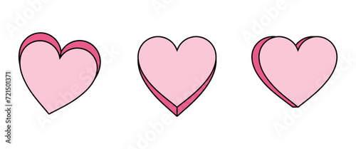 Valentine's day pink hearts set isolated on white background. Vector illustration. Symbol of love. Valentine icons, header concept template, place for text