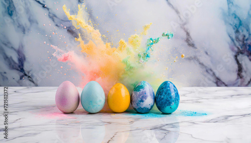 Wielkanocne abstrakcje z jajkami, kolorowe pisanki z marmuru