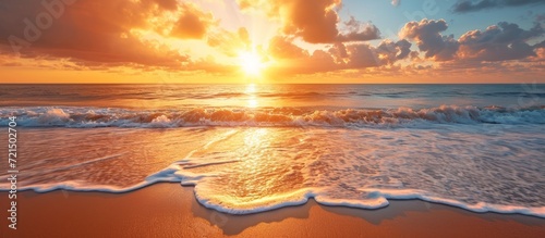 Captivating Beach Sunset: Mesmerizing Beach Scenery Illuminated by the Majestic Setting Sun