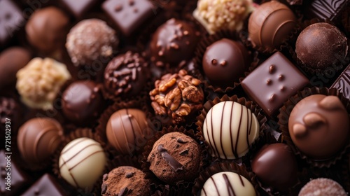 Assorted chocolates background. Chocolate candies background
