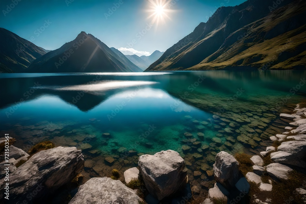 lake and mountains