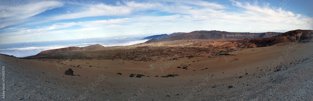 Vue panoramique sur le volcan Teide sur l'ile de Ténérife aux Canaries 