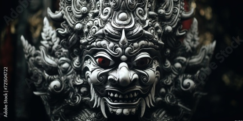 A detailed view of a demon statue. Ideal for Halloween decorations or horror-themed projects