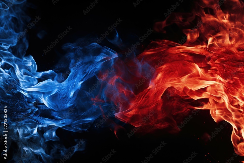 Two different colored smokes captured in a close-up shot. Perfect for adding a vibrant and dynamic touch to your designs