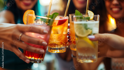 The girls enjoy their long-awaited reunion and toast to their friendship with cocktails photo