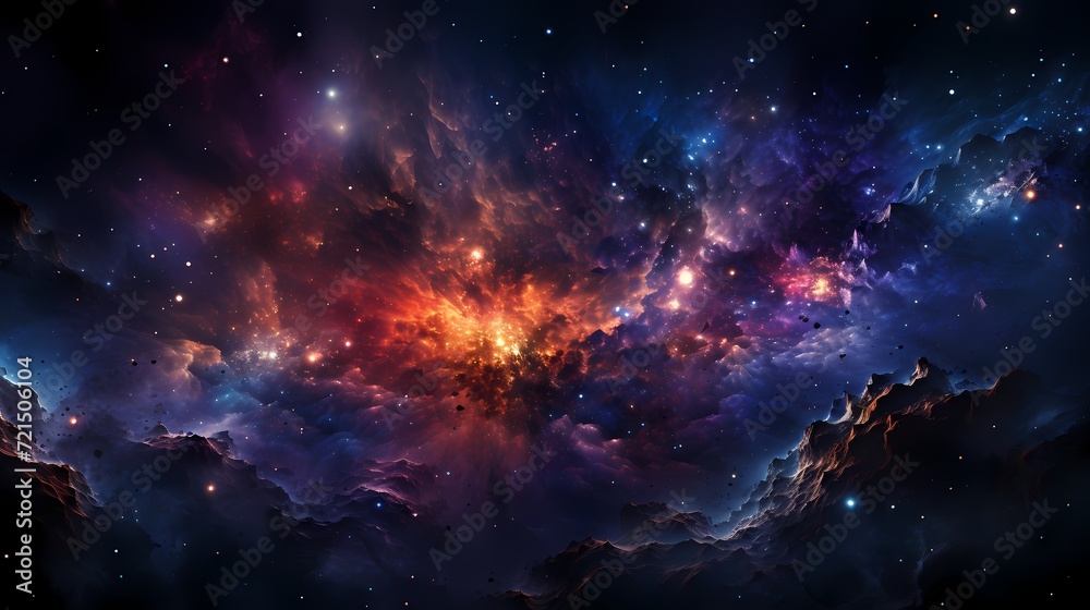 Fototapeta premium A dreamlike indigo purple galaxy with sparkling stars, featuring a cosmic phenomenon known as a 