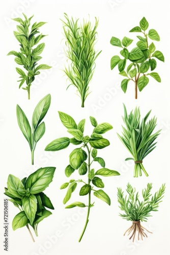A diverse collection of various types of herbs. Perfect for adding flavor and freshness to culinary dishes or for creating natural remedies.