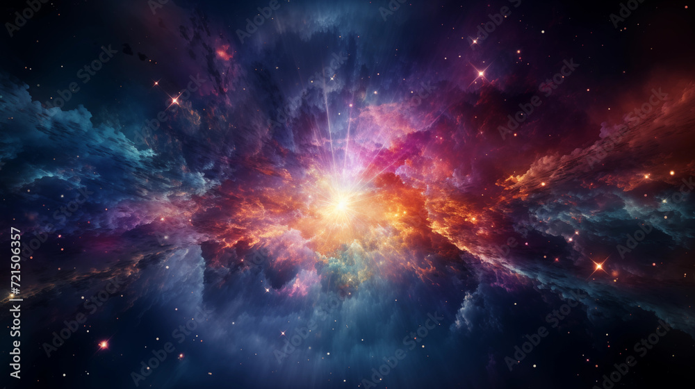 Supernova explosion creating a cosmic spectacle of brilliance and celestial fireworks, a cosmic celebration - obrazy, fototapety, plakaty 