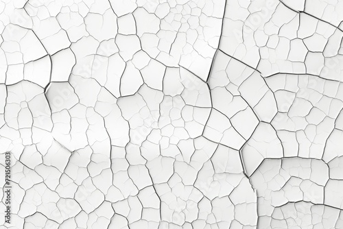 A close up view of a cracked white wall. Ideal for architectural projects or backgrounds