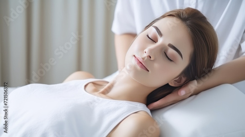 Peaceful Relaxation: Woman Receiving Gentle Head Massage