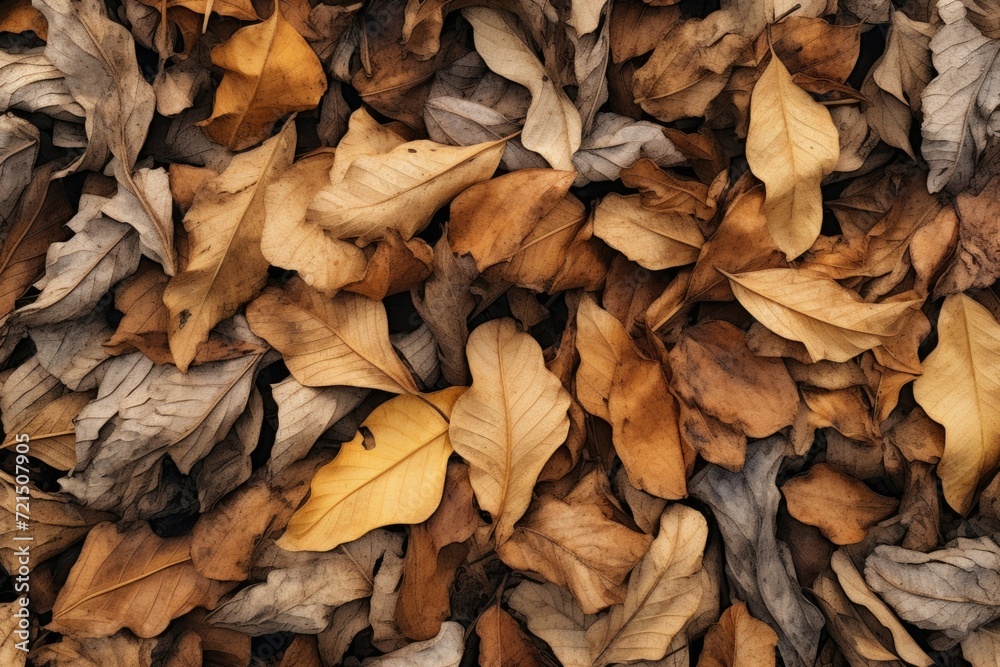 A collection of leaves scattered on the ground. Ideal for nature-themed designs or autumn-related projects