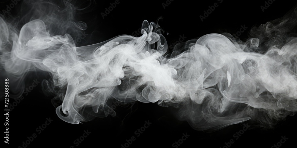 Fototapeta premium Close up shot of smoke on a black background. Perfect for creating a mysterious or dramatic atmosphere. Ideal for use in design projects, presentations, and advertisements