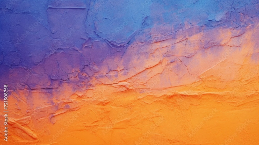 A detailed close-up view of a painting featuring vibrant shades of orange and blue. Perfect for adding a pop of color to any space A detailed close-up view of a painting featuring vibrant shades of orange and blue. Perfect for adding a pop of color to any space