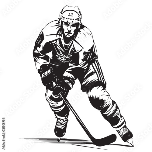 Hockey player sketch hand drawn Vector illustration Sport