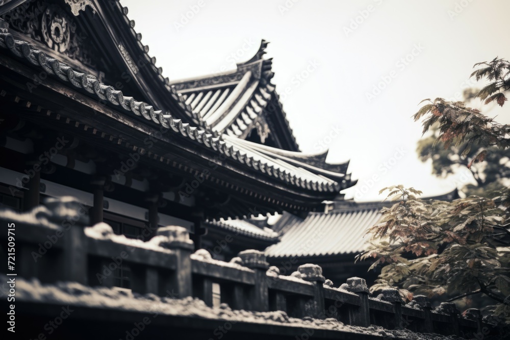 Fototapeta premium A black and white photo of a building. Can be used for architectural, urban, or historical themes
