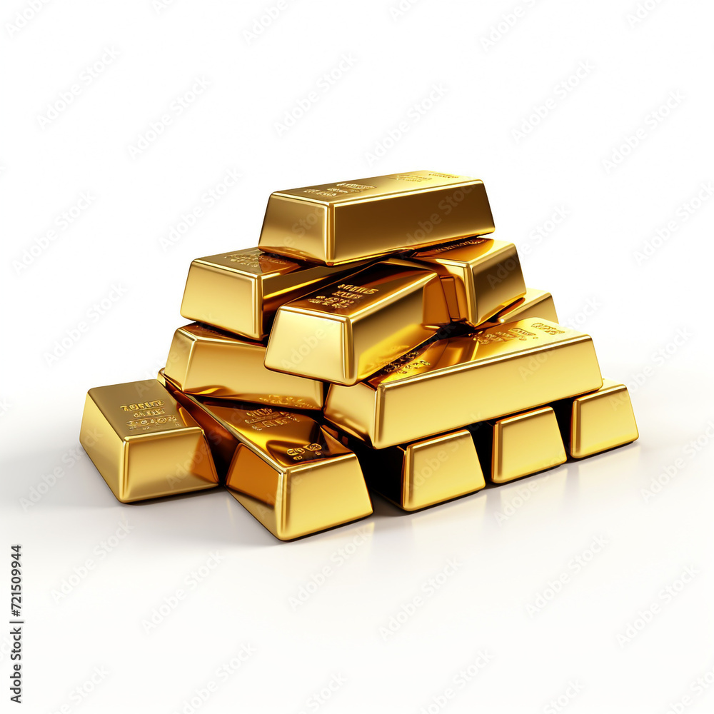 gold bars on white background , photorealistic сreated with Generative Ai