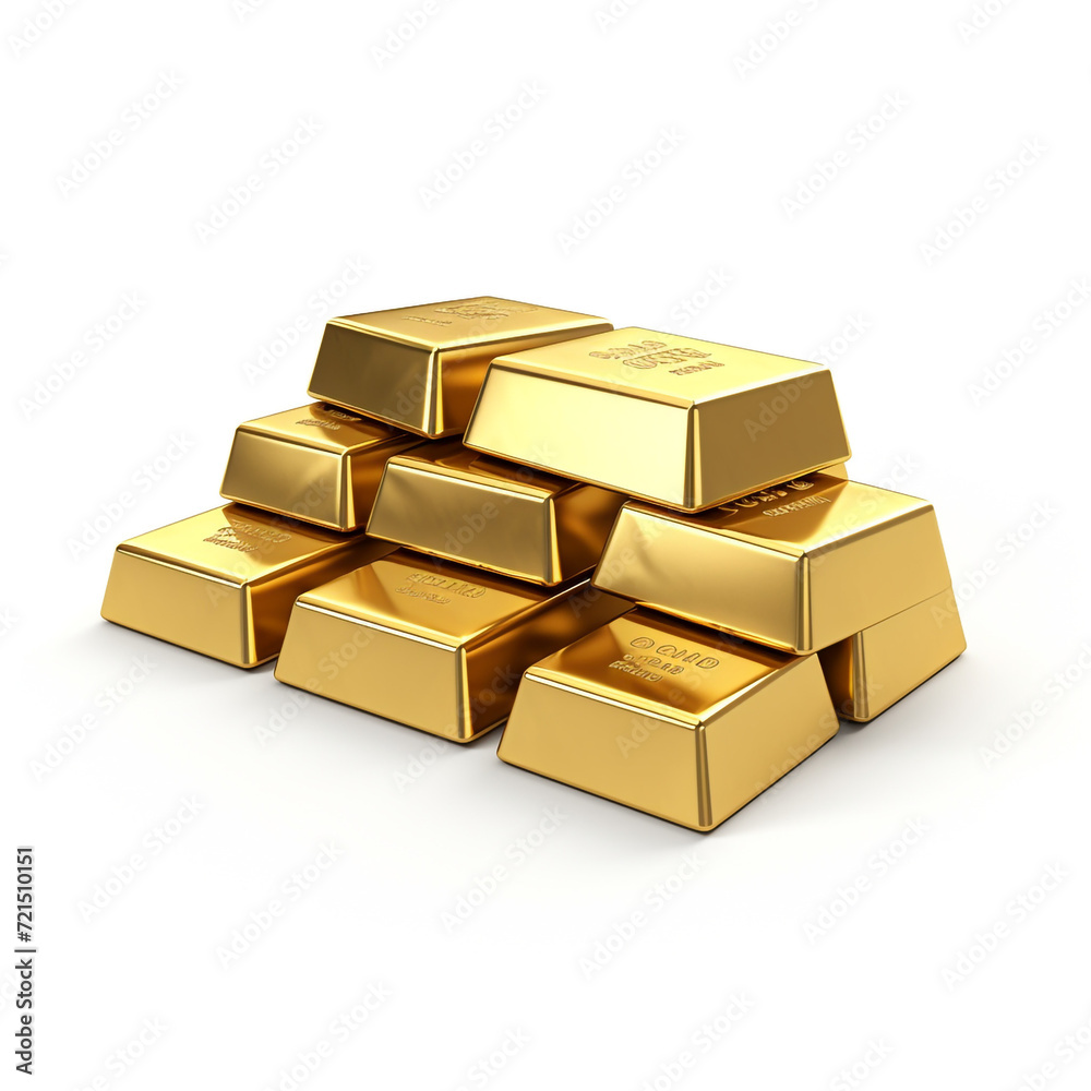 gold bars on white background , photorealistic сreated with Generative Ai