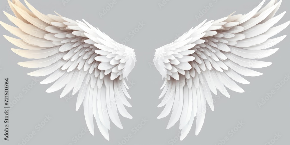 Obraz premium White angel wings on a gray background. Versatile image suitable for various concepts and themes