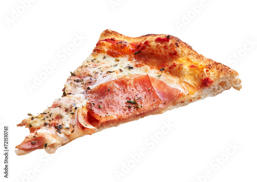  Delicious slice of jam and onion italian pizza over isolated white background