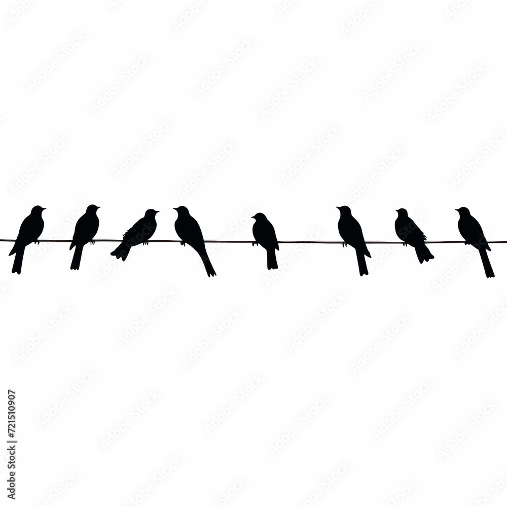 birds on a wire silhouette, transparent background сreated with Generative Ai birds on a wire silhouette, transparent background сreated with Generative Ai