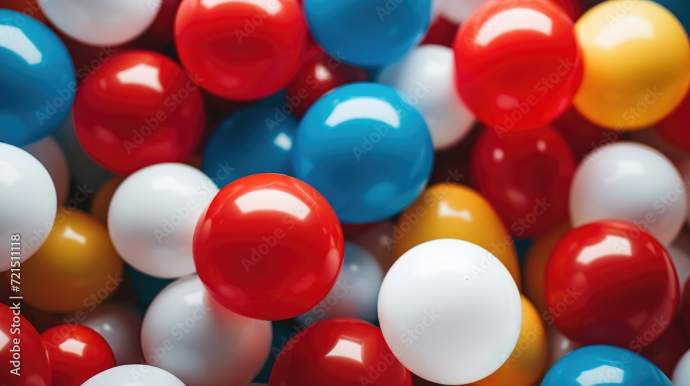 A pile of red, white, and blue candy balls. Perfect for patriotic events or sweet treats