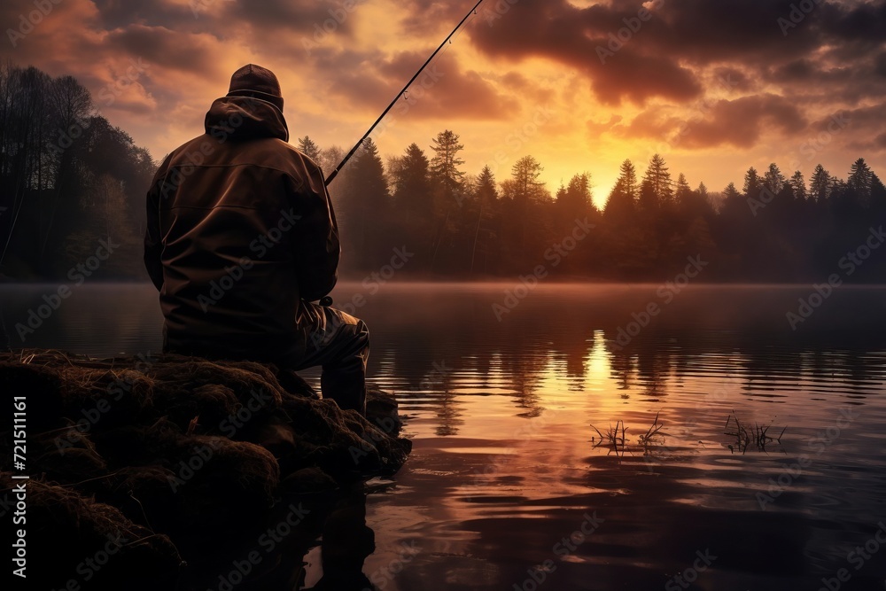 Fishing with a hand holding a fishing rod Fishing with a hand holding a fishing rod