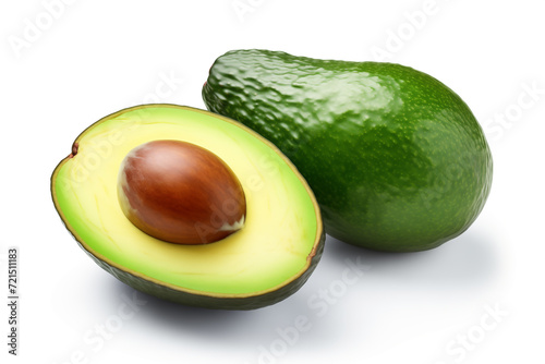 Half avocado isolated on white background