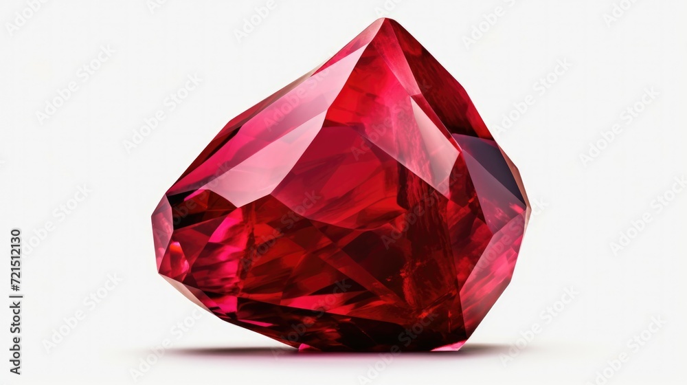 A red diamond resting on a clean white surface. Suitable for various applications