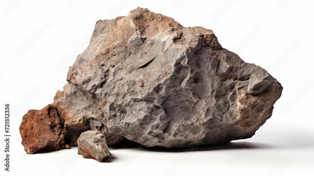 A large rock sits on top of a white surface. Can be used as a background or texture for various projects A large rock sits on top of a white surface. Can be used as a background or texture for various projects