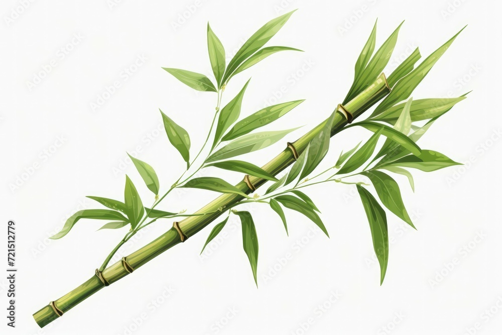 Fototapeta premium A drawing of a bamboo plant with vibrant green leaves. Suitable for various nature-themed designs