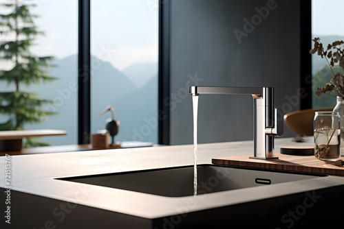 modern kitchen with a touchless faucet and smart appliance