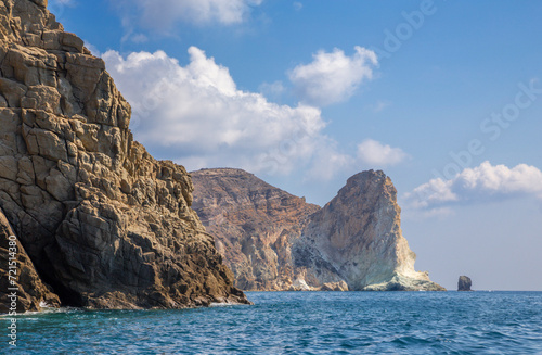 Santorini - The white rock towers from south part of the island.