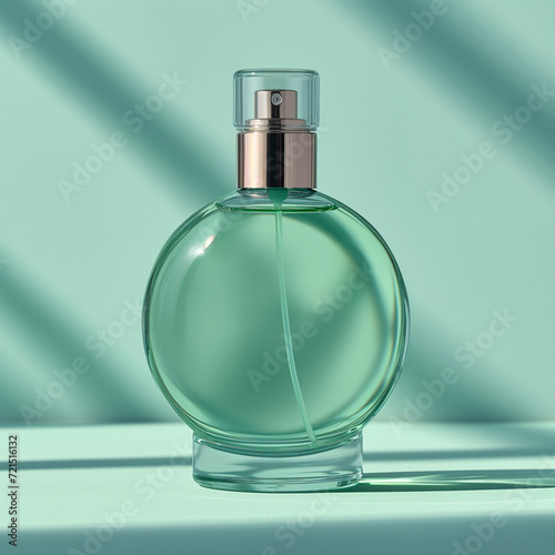cosmetic bottle, soft green, no label, product mockup, minimal design