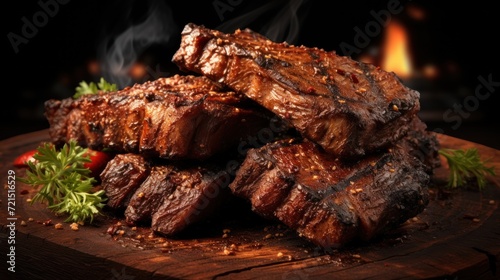 Grill pork beef ribs realistic 3d ribs UHD Wallpaper