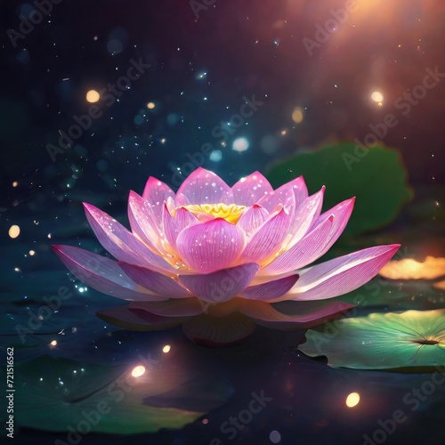 Lotus flower with light sparkles is so beautiful