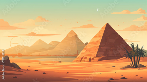 Egypt landscape in cartoon style for kids book cover background