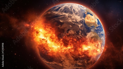 Global warming on Earth copy space 3D photo UHD Wallpaper