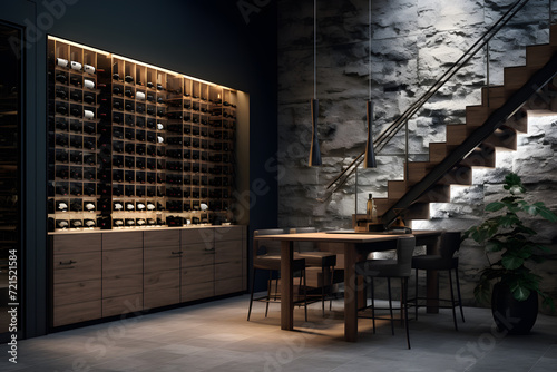 modern wine storage space with a wine glass 
