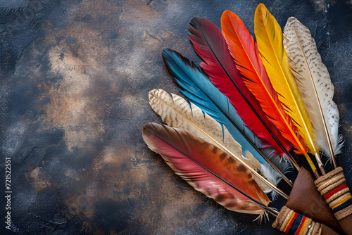 Traditional Native American with feathers background for Indigenous Peoples' Day celebration